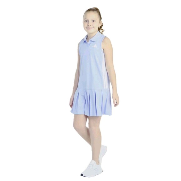 adidas Youth Polo Dress + Bike Shorts 2-pc Set Purple Violet Girls Size L (14) - Picture 6 of 16